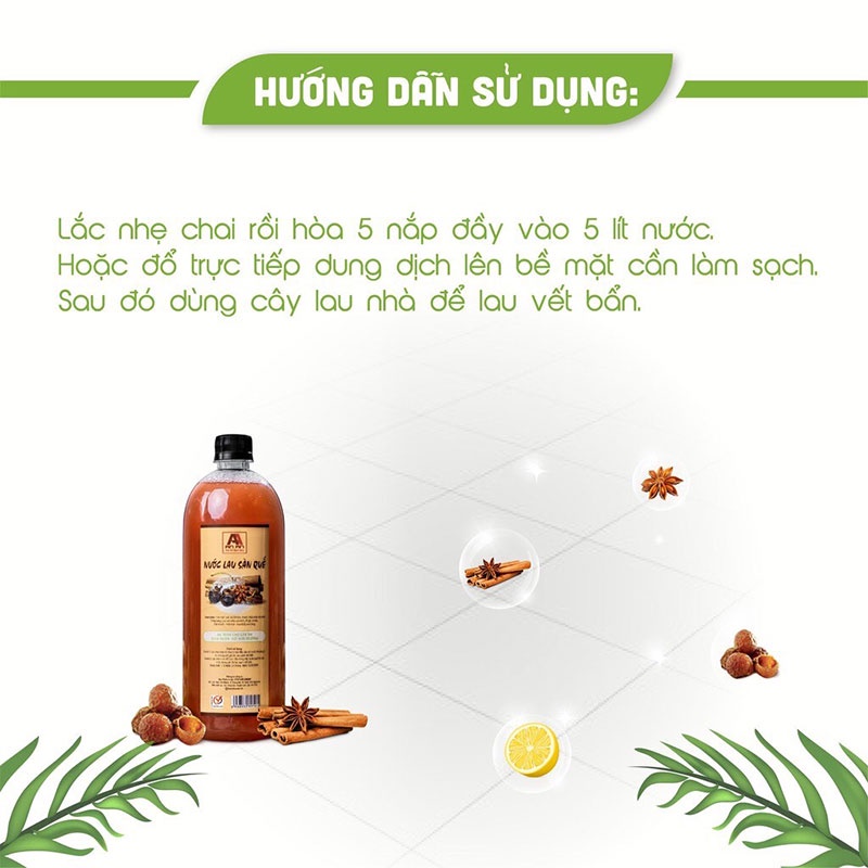 Combo Lau Sàn Sả Chanh + Quế, Nước Lau sàn AN AN đã được kiểm định tại sở KHCN HCM với 100% hữu cơ.