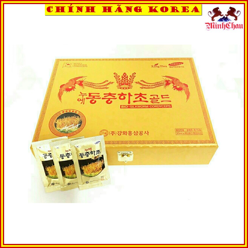 Đông Trùng Hạ Thảo Bio Hộp Gỗ Vàng 60 gói Hàn Quốc, minhchau