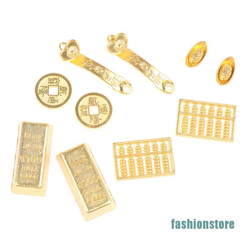 Mô hình đồng tiền mini màu vàng đồng tỉ lệ 1:12 dành cho trang trí nhà búp bê tiểu cảnh