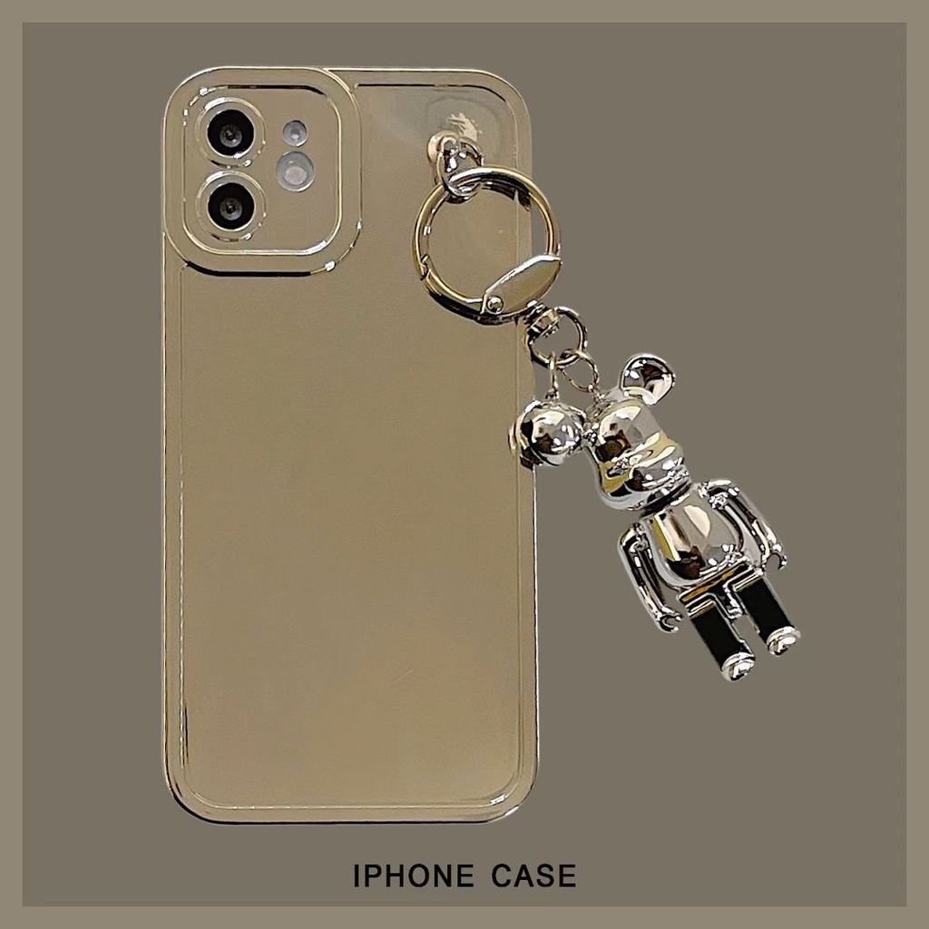 Ốp Điện Thoại Mạ Bạc Họa Tiết Gấu Và Chấm Bi Cho Iphone 12 Pro Max 11 Pro Max Xs Max Xr X 7 8 Plus