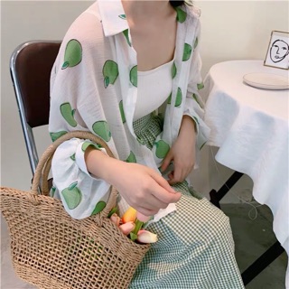 Sơ mi trái cây mỏng tay dài