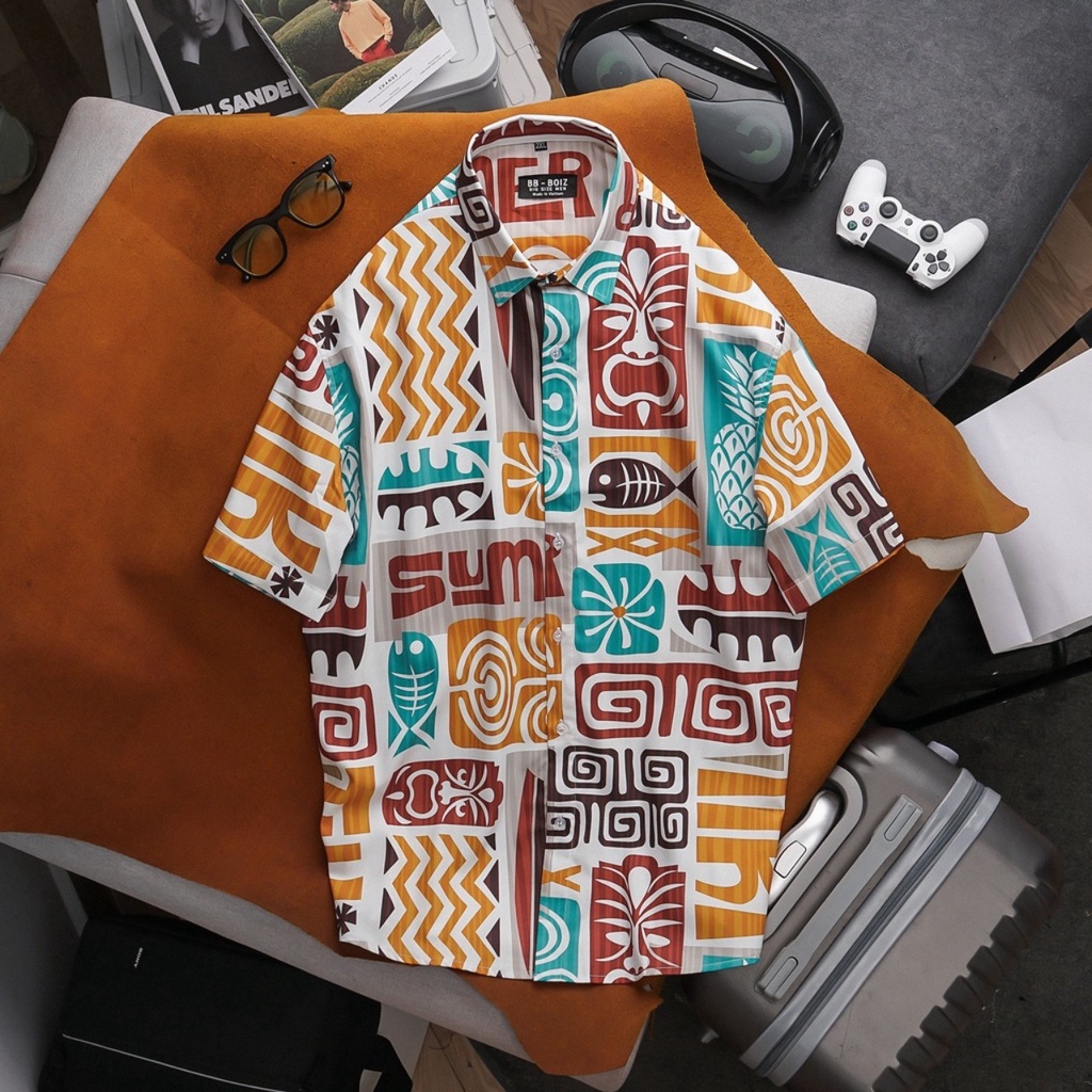 Áo sơ mi tay ngắn nam  họa tiết size lớn, bigsize 80kg đến 130kg