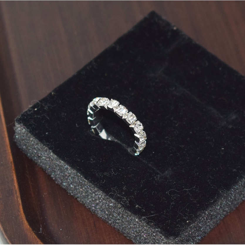 Bộ trang sức bạc 4 món dây chuyền vòng tay bông tai và nhẫn nữ một lớp đính đá thời trang cao cấp