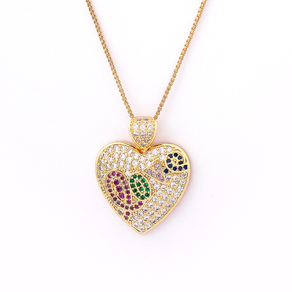 Vòng cổ Mặt Trái Tim Đính Đá Zircon Nhiều Màu Sang Trọng