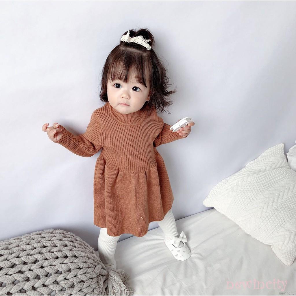 Đầm Tay Dài Màu Trơn Dành Cho Bé Gái