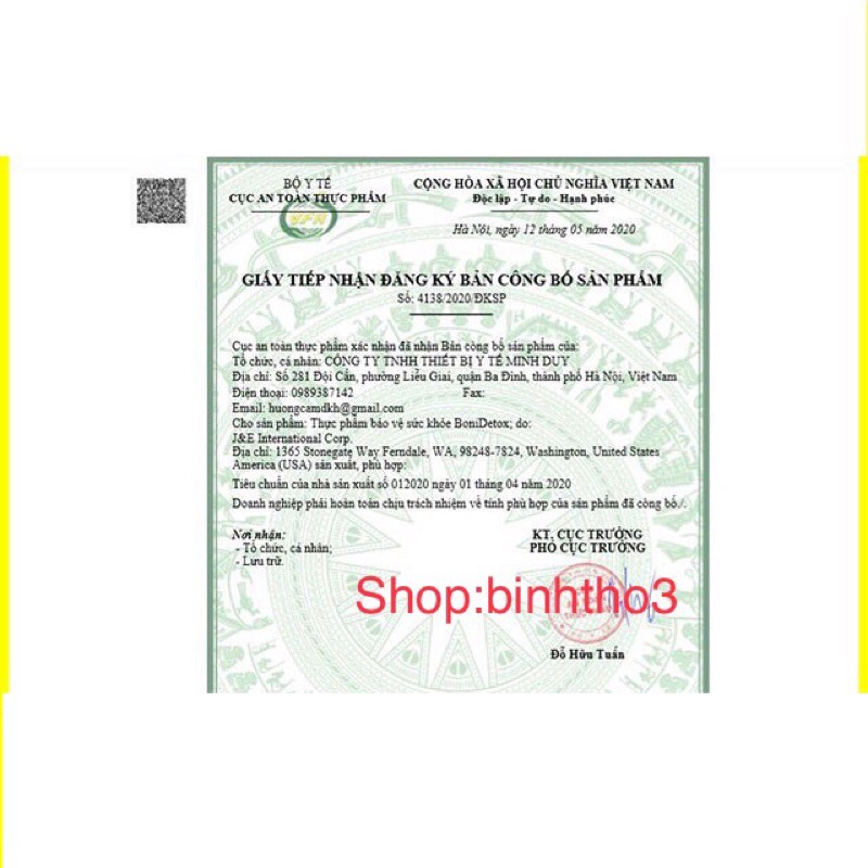 BoniDetox  - Boni Detox hỗ trợ giải độc phổi và giảm nguy cơ u bướu phổi của Mỹ