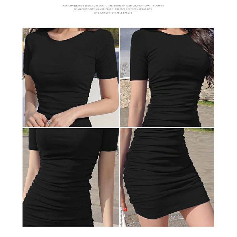 Váy Tay Ngắn Nhún 2 bên cottn - CN122