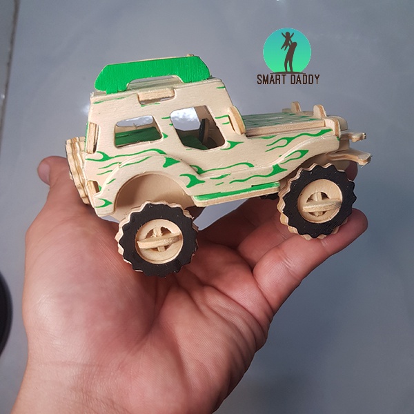 Đồ chơi lắp ghép 3D ô tô bằng gỗ cắt lazer phát trển tư duy kiên trì cho bé