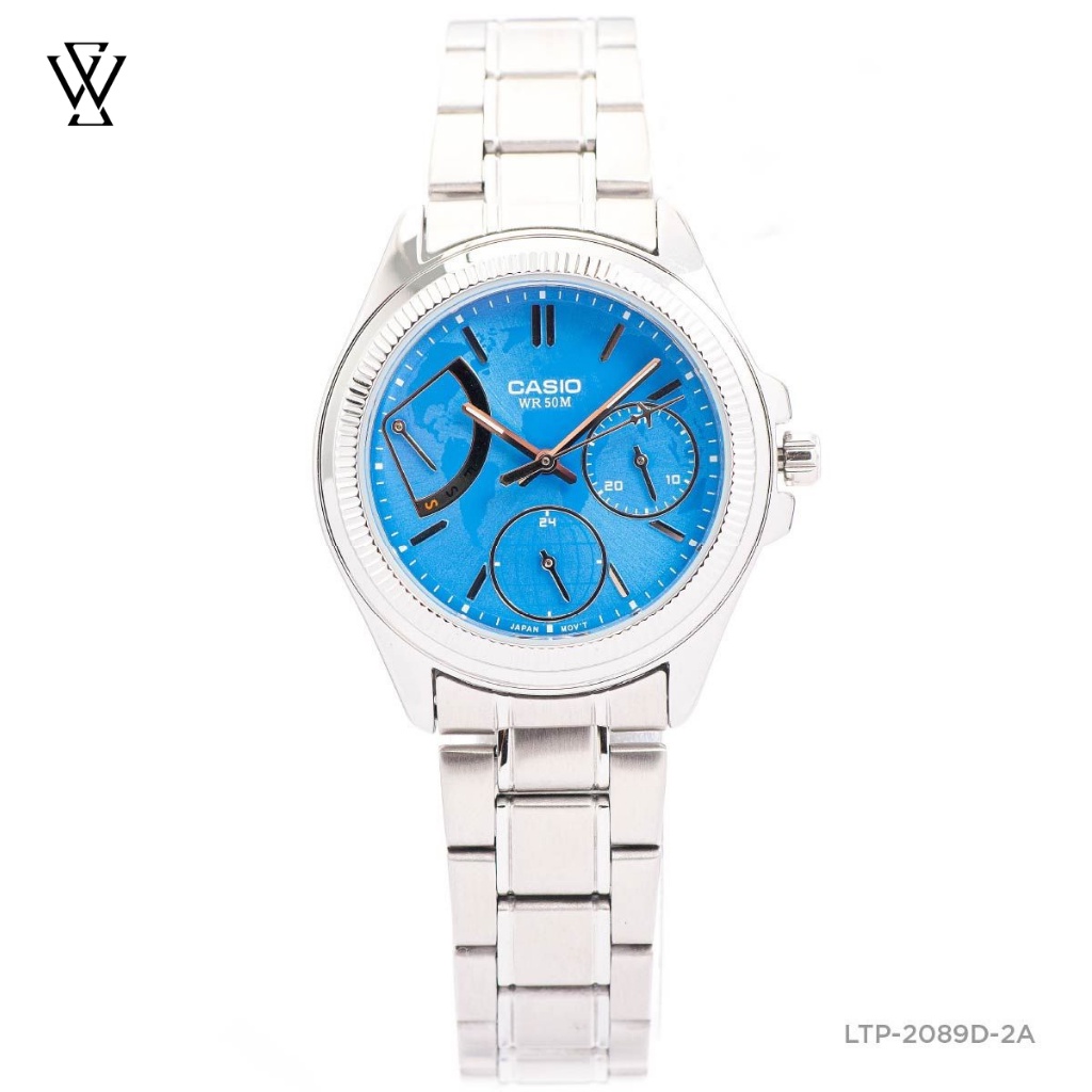 Đồng Hồ Quartz Nữ Casio WATCHSTORE LTP-2089D-2AVDF Thiết Kế Kính Khoáng 33.5mm, Dây Kim Loại, Vỏ Thép Không Gỉ