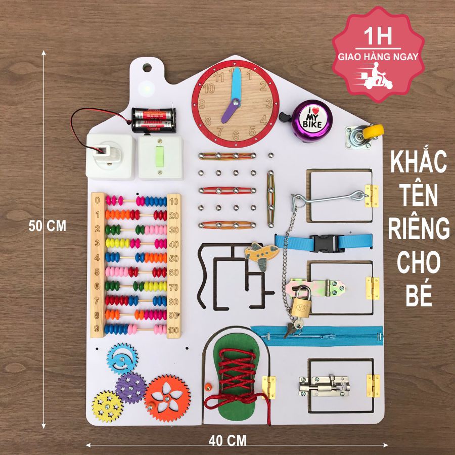 Bảng bận rộn - Busy board - Đồ chơi giáo dục sớm phát triển kỹ năng cơn bản