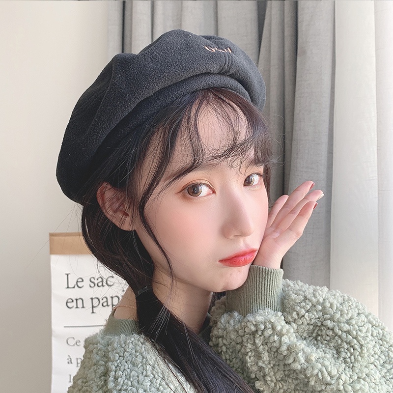 Mũ Nồi Vải Lông Cừu Mềm Mại Phong Cách Hàn Quốc Harajuku Cho Nữ