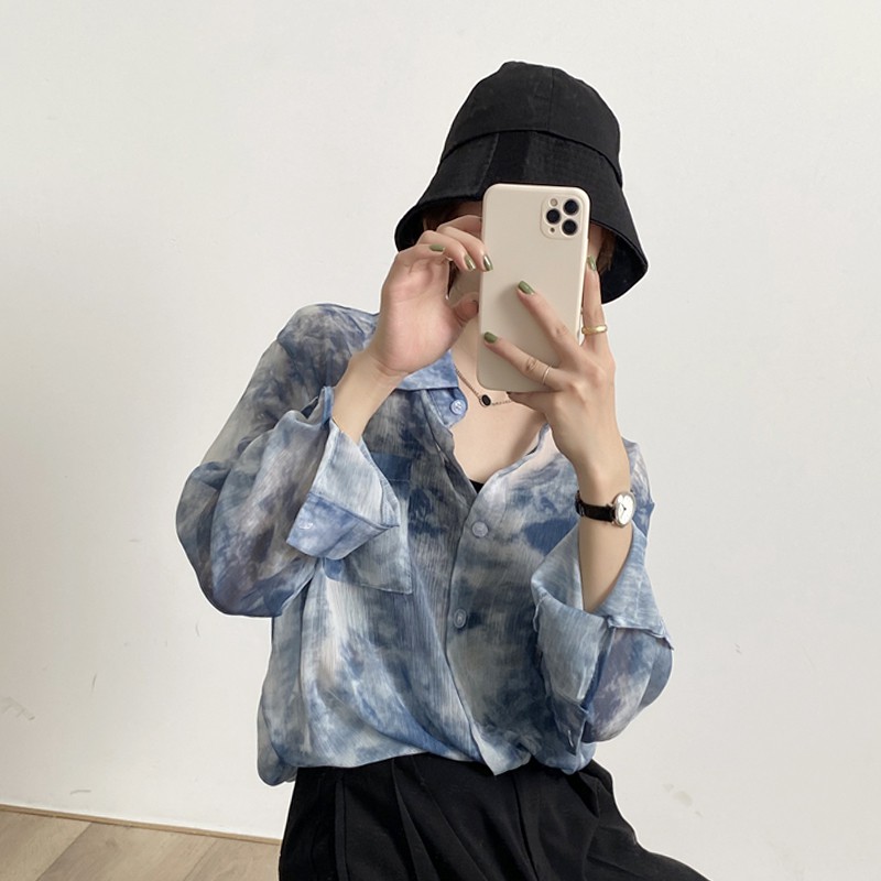 Áo Sơ Mi Tay Dài Dáng Rộng Kiểu Retro Phong Cách Hàn Quốc
