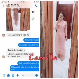 Set áo dài vân mây đính hoa ngực