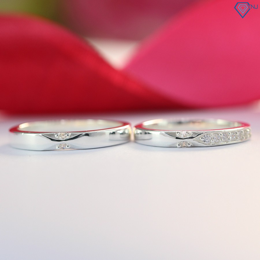 Nhẫn đôi bạc 925 đính đá, nhẫn cặp nam nữ ND0368 - Trang Sức Bạc TNJUnisexSilver