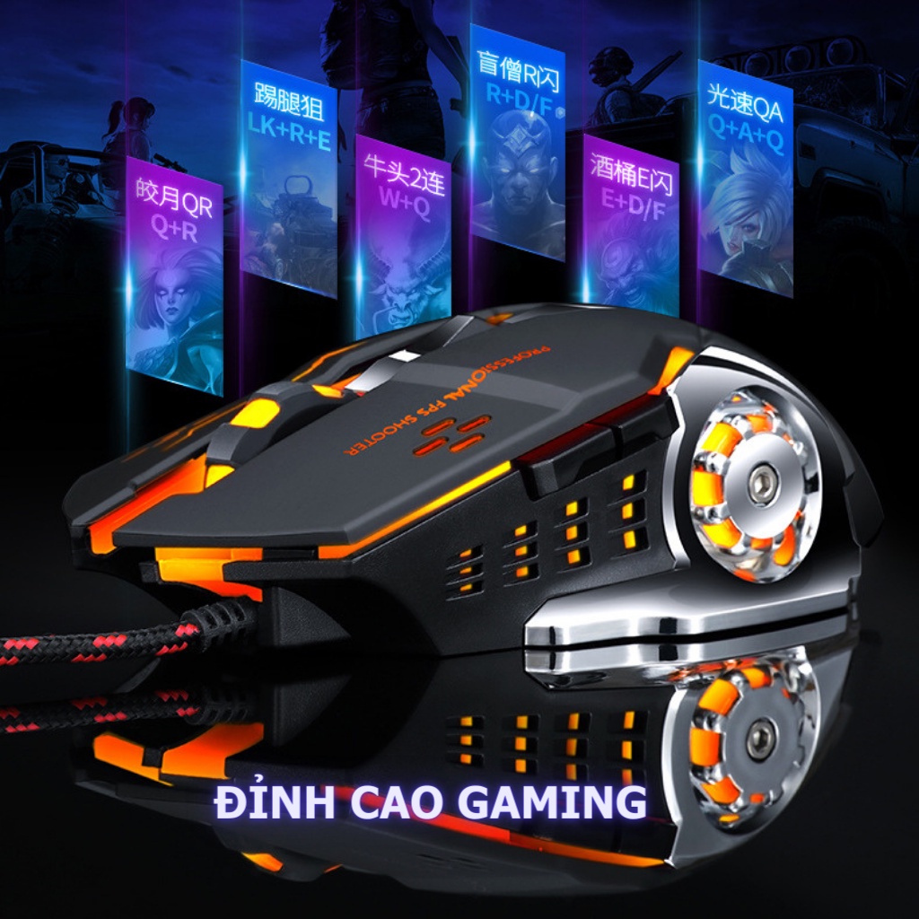 Chuột chơi game có dây T-Wolf V6 chuyên gaming led RGB đổi màu cực đẹp, nhanh và chính xác, hàng chính hãng