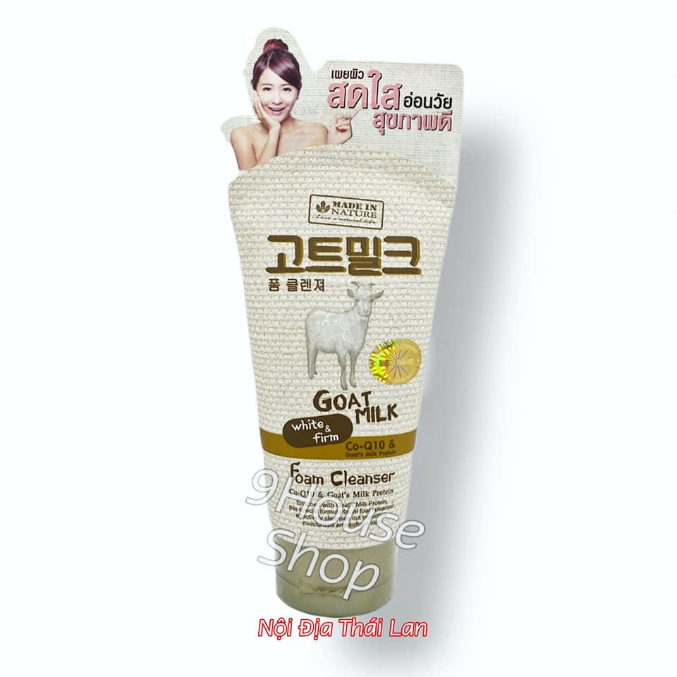 01 Sữa Rửa Mặt Sữa Dê Dưỡng Trắng và Mềm Da Made in Nature Goat Milk White & Firm Thái Lan 100ml