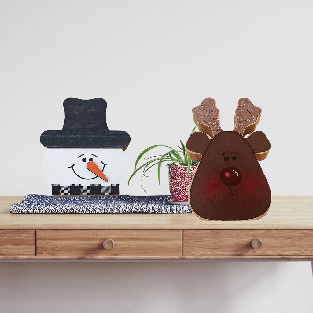 FOREVER Bộ 3 Món Đồ Trang Trí Bằng Gỗ Hình Người Tuyết Dễ Thương