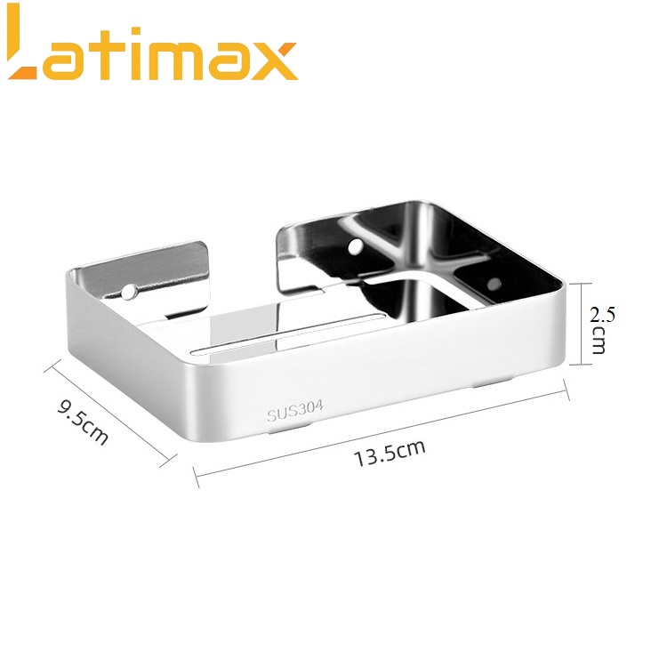 Kệ để Xà bông, xà phòng tắm Inox 304 khung Chữ Nhật Latimax KXB02 tặng kèm Keo dán tường chuyên dụng siêu dính