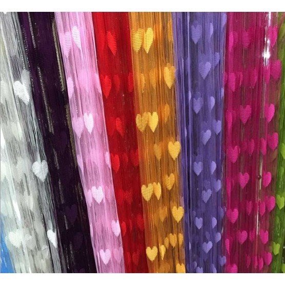 1m ngang x 2m cao rèm sợi hình trái tim - rèm trang trí nhà cửa