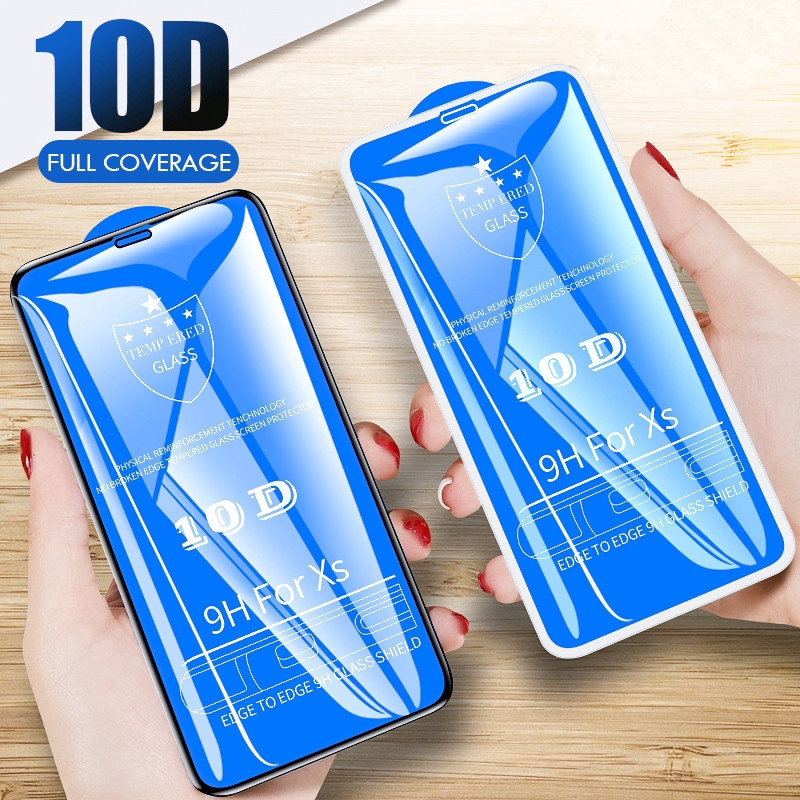 Kính cường lực 10D độ phân giải cao chống bám vân tay thích hợp cho Iphone 6 6s 7 8 Plus X Xr Xs 11 12 Pro Max