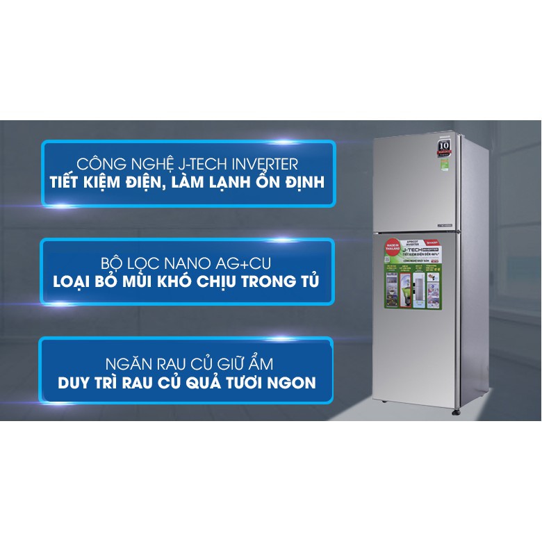 Tủ lạnh Sharp Inverter 241 lít SJ-X251E-SL/DS (Hàng chính hãng, bảo hành 12 tháng)