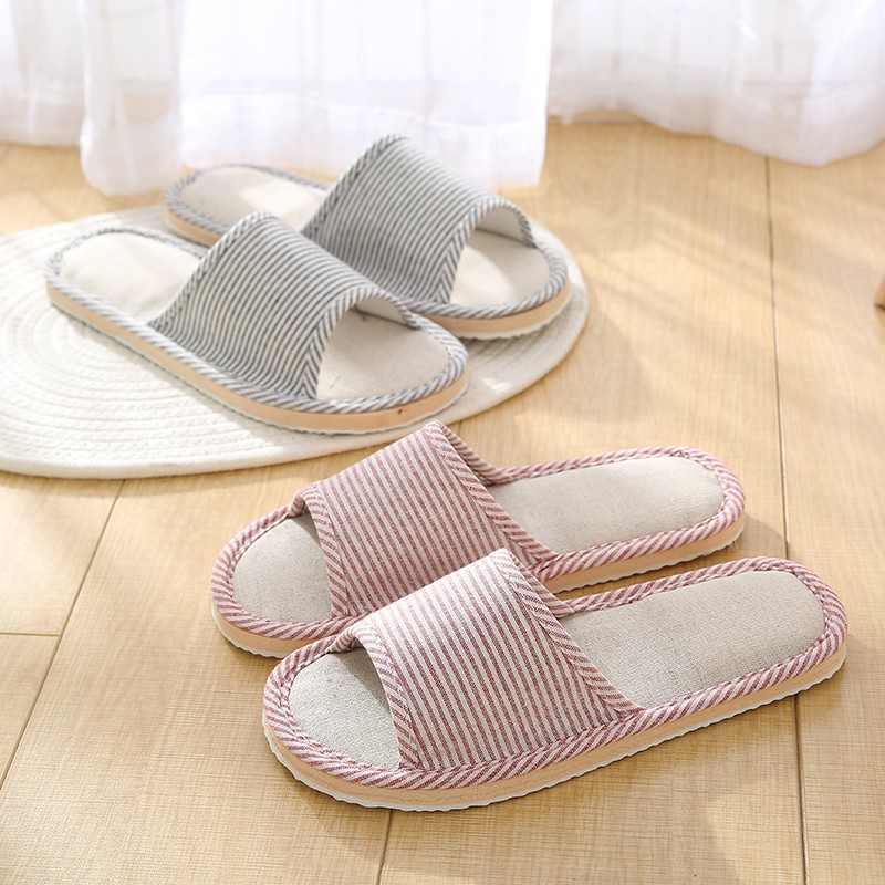 Dép đi trong nhà bằng vải lanh thoải mái thời trang cho nam và nữ
