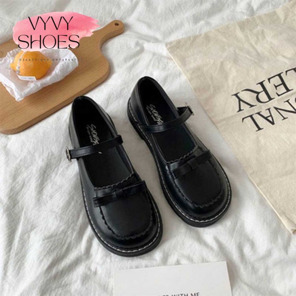 Giày búp bê Lolita 2dây cài ôm chân cao cấp - giày nữ đế bằng da mềm thời trang VYVYSHOES19-X1