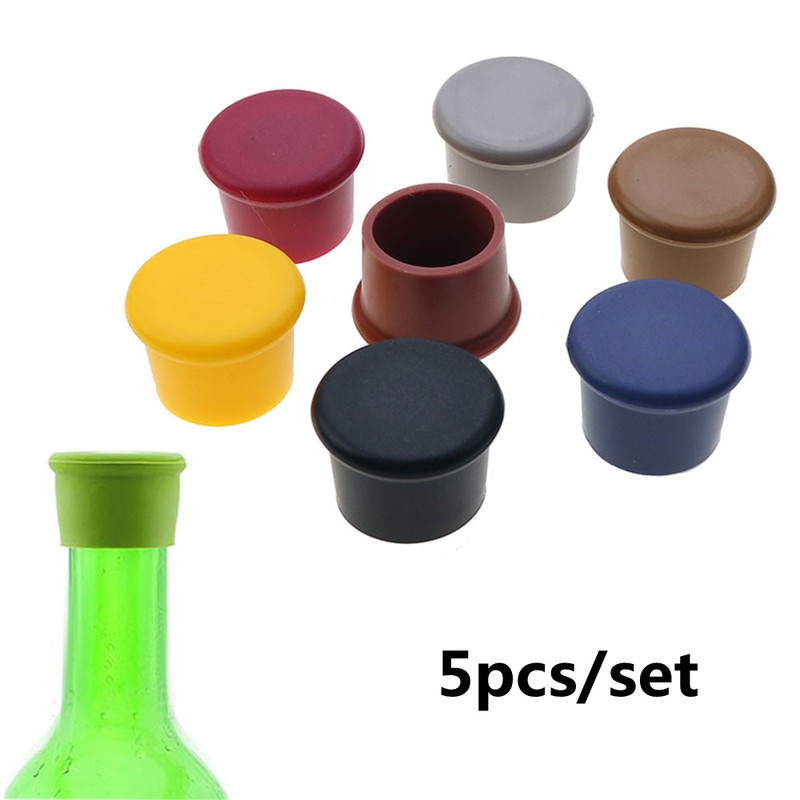 Set 5 Nút Silicone Đậy Chai Rượu/Gia Vị Tái Sử Dụng Được