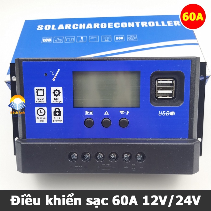 Bộ điều khiển sạc năng lượng mặt trời 30A, 60A Solar Changer Controller 12V/24V