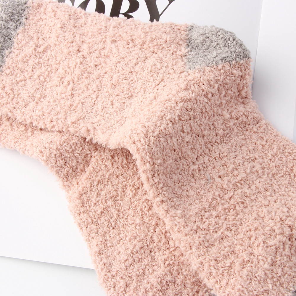 JUNE Christmas gift Fluffy Winter Warm Sleep Bed Sock Plush Coral velvet socks