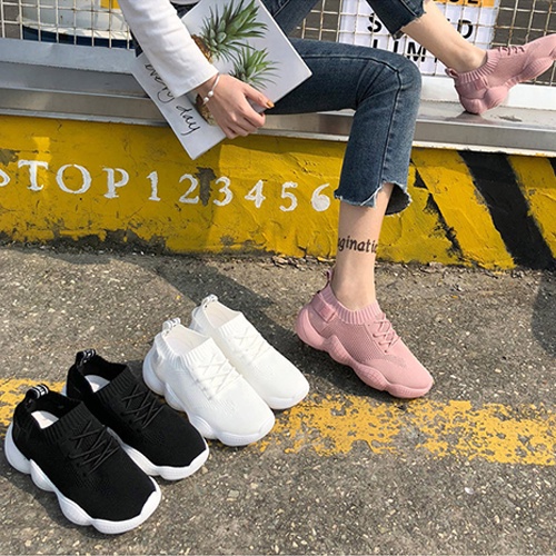 Giày sneaker nữ phong cách Hàn Quốc hình bít tất 3 màu trắng, hồng, đen TOPSHOES Size 36- 40