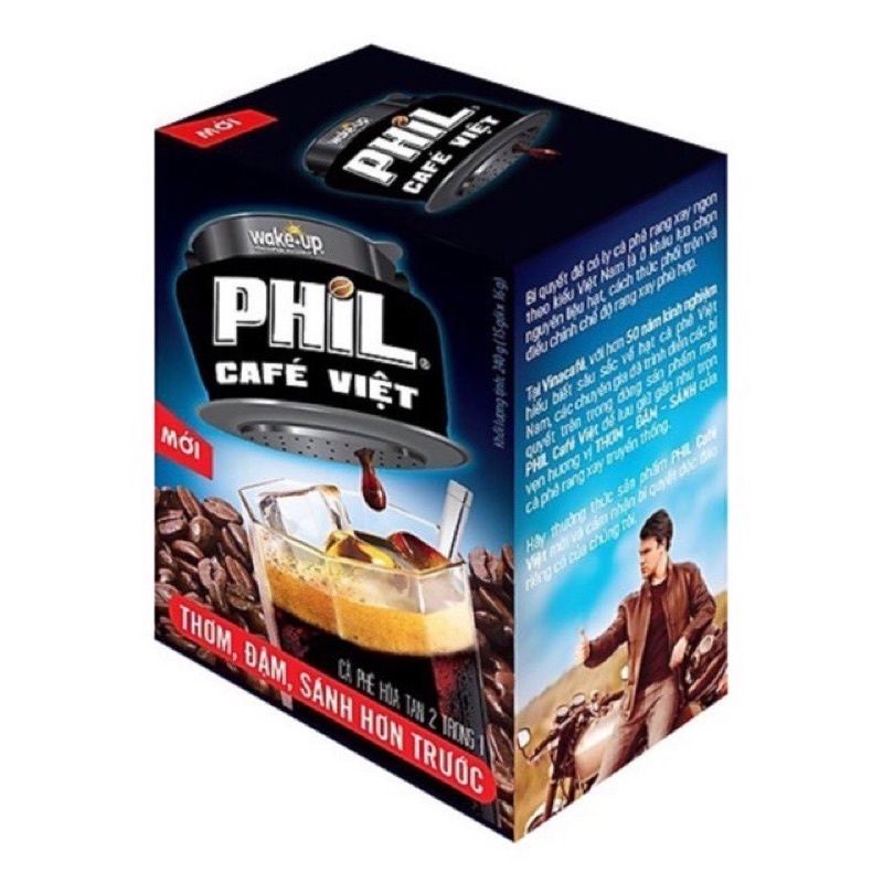 Hộp 15 Gói Cà Phê Hòa Tan 2 Trong 1 – Phil Café Việt 16g/gói