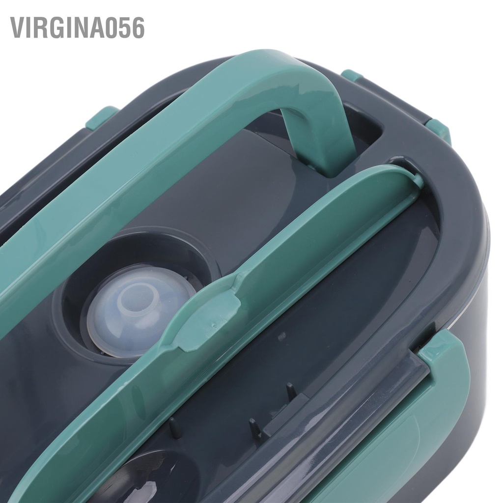 Virgina056 Hộp cơm điện 40W Sưởi ấm Dung tích 1.5L đựng bằng thép không gỉ 2 Cáp sạc cầm tay Tay hâm nóng