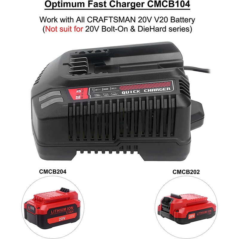 Bộ Sạc Pin Lithium CMCB104 Cho Craftsman V12 / V20 CMCB204 CMCB202 CMCB201 CMCB209 CMCB205 CMCB102, Đầu Cắm US