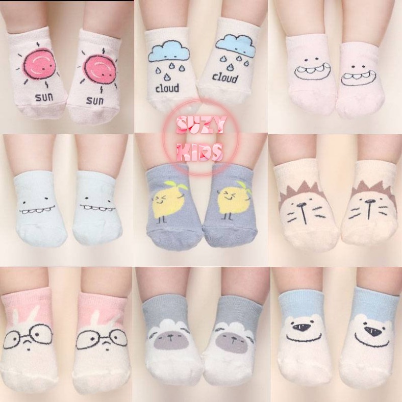 Tất Chống Trơn Trượt Cho Bé Sơ Sinh Tập Đi, Chất vải cotton mềm mịn, không xù, hoạ tiệt ngộ nghĩnh V09