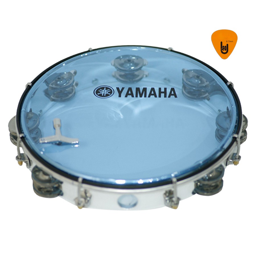 Trống gõ bo lắc tay Tambourine Yamaha màu xanh trong và trắng đục