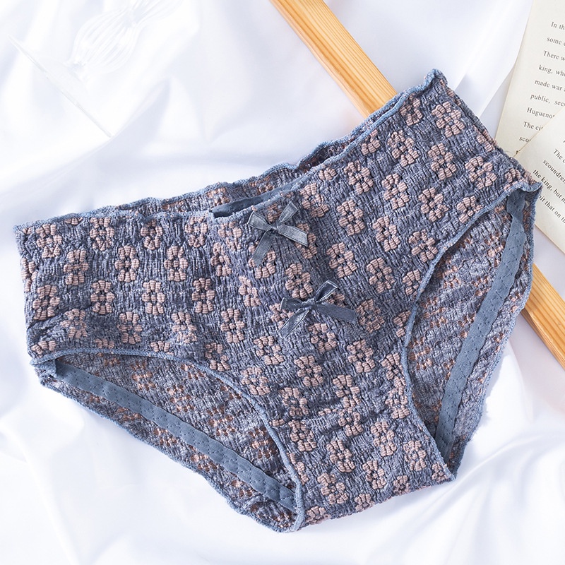 Quần Lót cotton Lưng Vừa Phối Ren Thoáng Khí Thoải Mái Cho Nữ