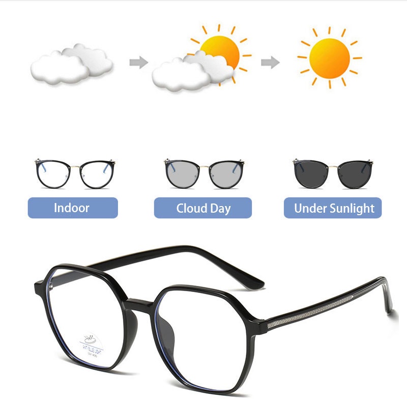 Mắt kính VIENDO gọng đa giác chống ánh sáng xanh/ tia UV phong cách Hàn Quốc màu sắc thời trang cho nam nữ(có thể cắt cận thị ống kính)