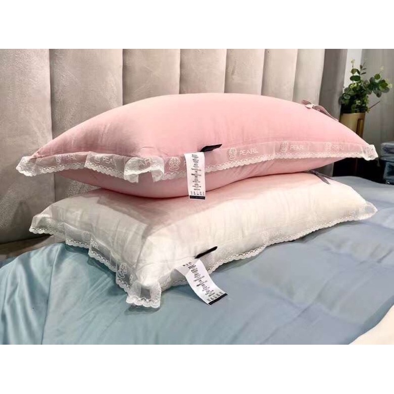 GỐI LỤA 100s PHỐI REN NHẬP KHẨU SIZE 50*70cm( 1 cặp 2 chiếc) Loại 1