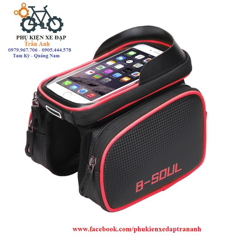 Túi đôi treo sườn xe đạp B-Soul có kệ điện thoại | BigBuy360 - bigbuy360.vn