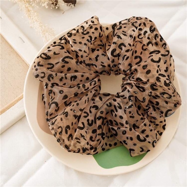 🥨Chun cột tóc scrunchie voan da báo