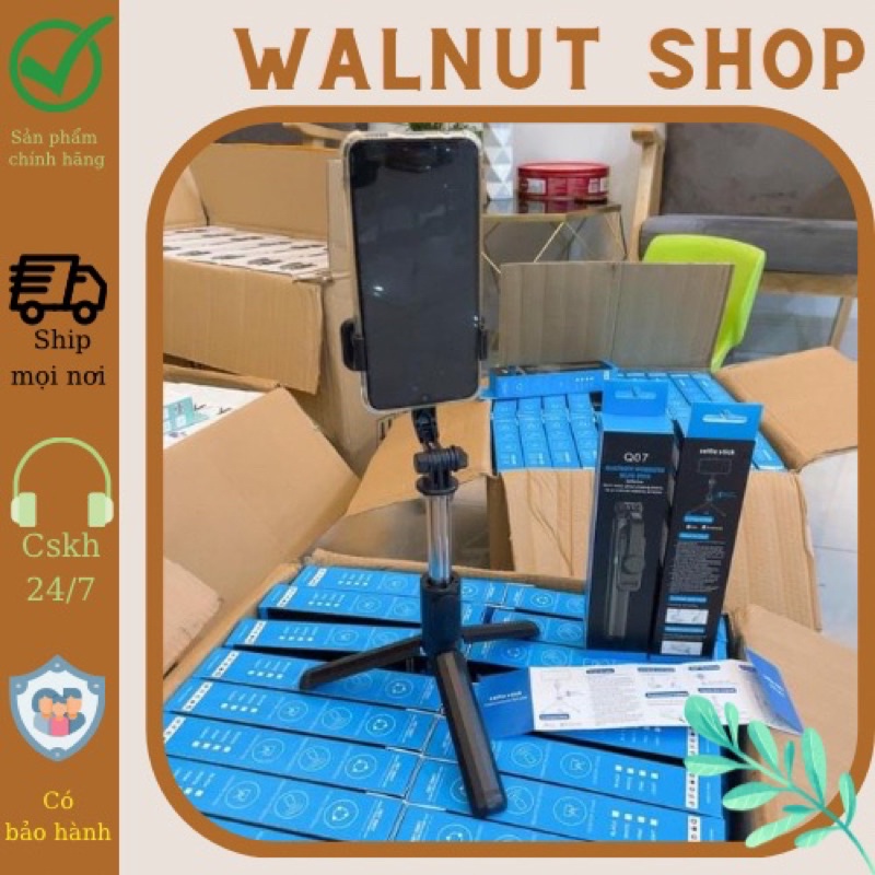 Gậy tự sướng đa năng Q07 || gậy tự sướng kèm chân đỡ + nút blutooth