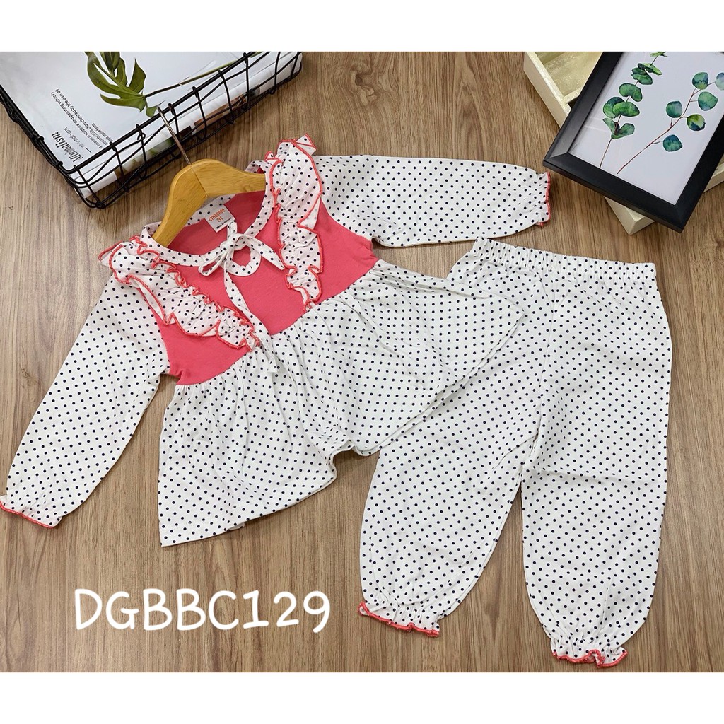 Bộ bánh bèo dài tay kiểu công chúa thun cotton xuất khẩu cho bé gái từ 11 đến 23kg - Bộ dài tay bé gái