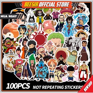 Bộ 100 Tấm Sticker One Piece Chống Thấm Nước Dán Nón Bảo Hiểm, Vali, Xe, Laptop BEESIR
