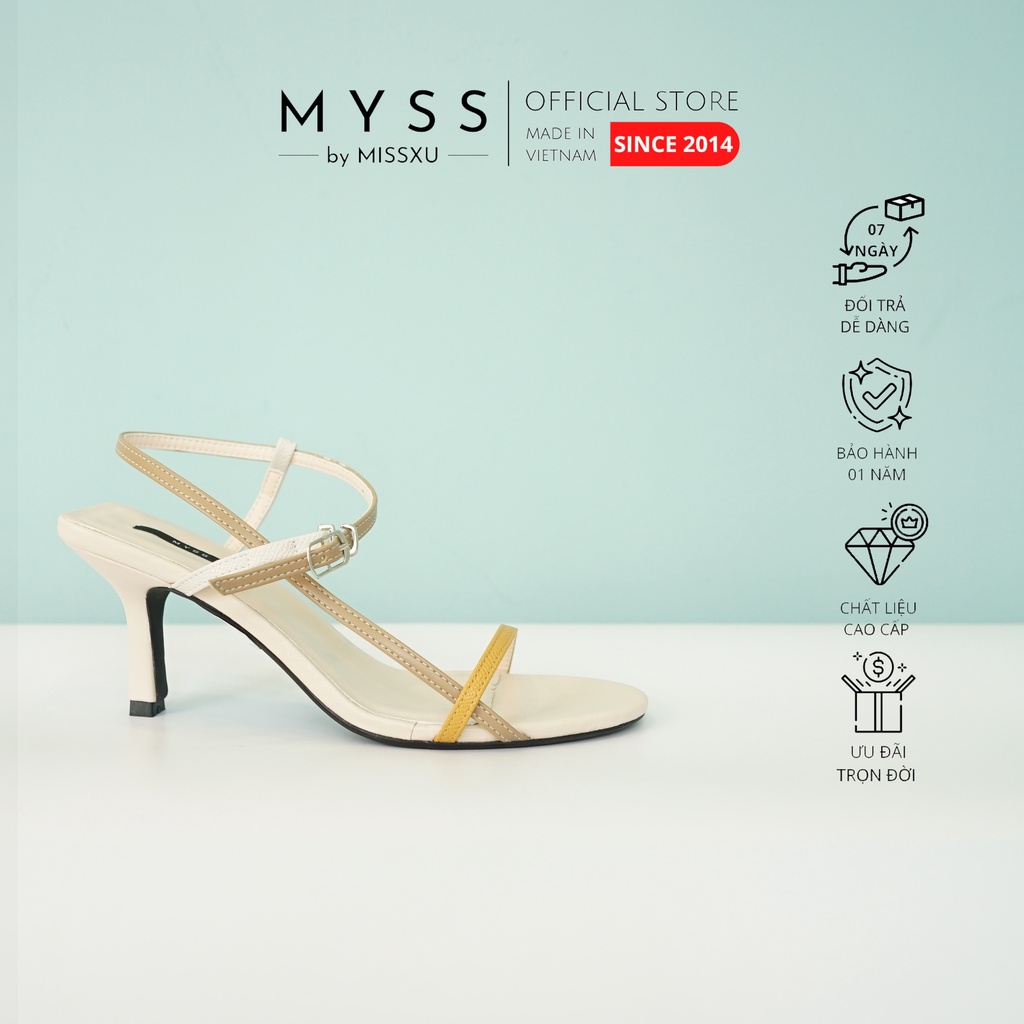 Giày sandal quai ngang phối dọc dây mảnh 5 cm cao cấp MYSS - SD162