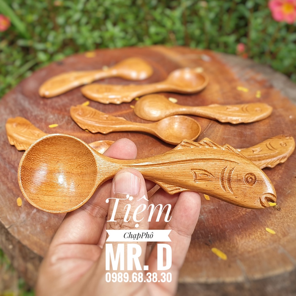 Muỗng Gỗ Con Cá Decor Dễ Thương - Phụ Kiện Chụp Ảnh