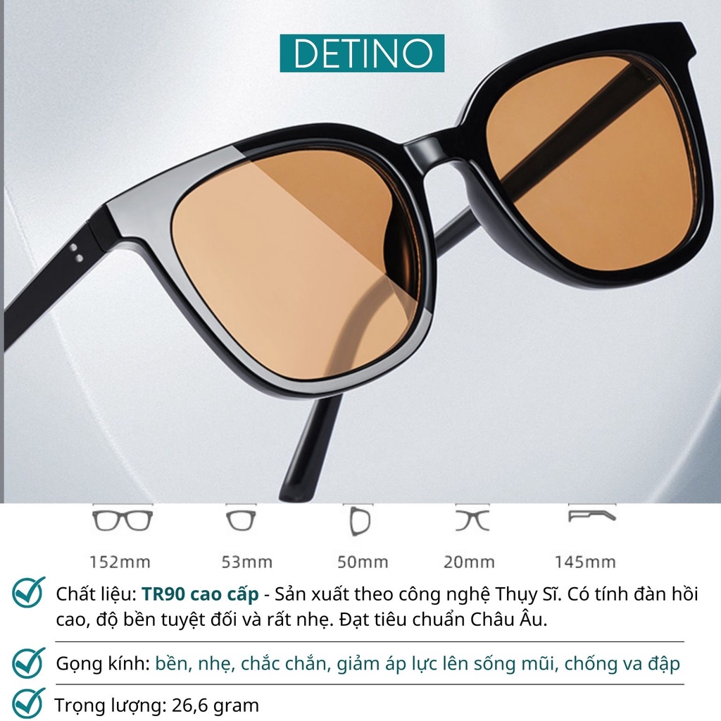Kính mát nam gọng vuông thời trang Hàn Quốc mắt kính râm nam cao cấp chống tia UV unisex hotrend đẹp DETINO K05