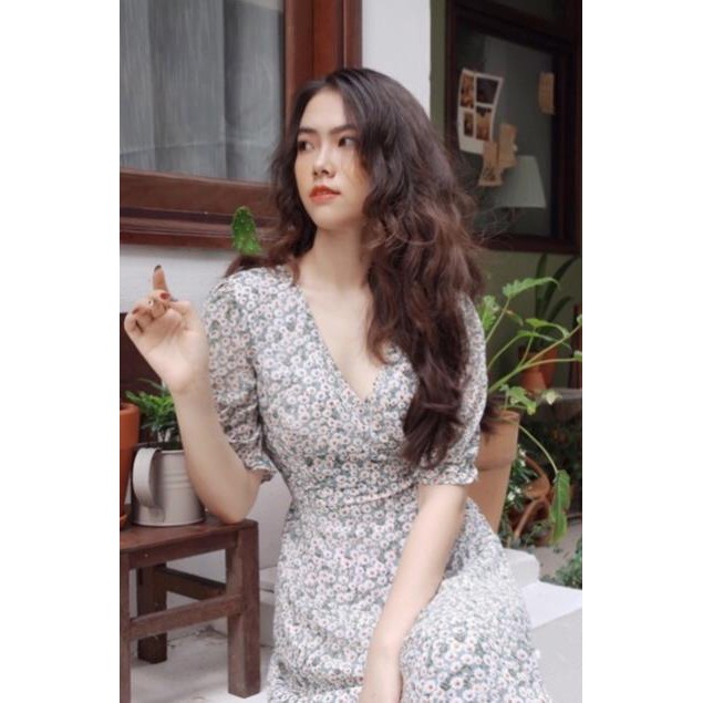 Đầm Hoa Xoè Vintage Tay Bo Dễ Thương ✓ '