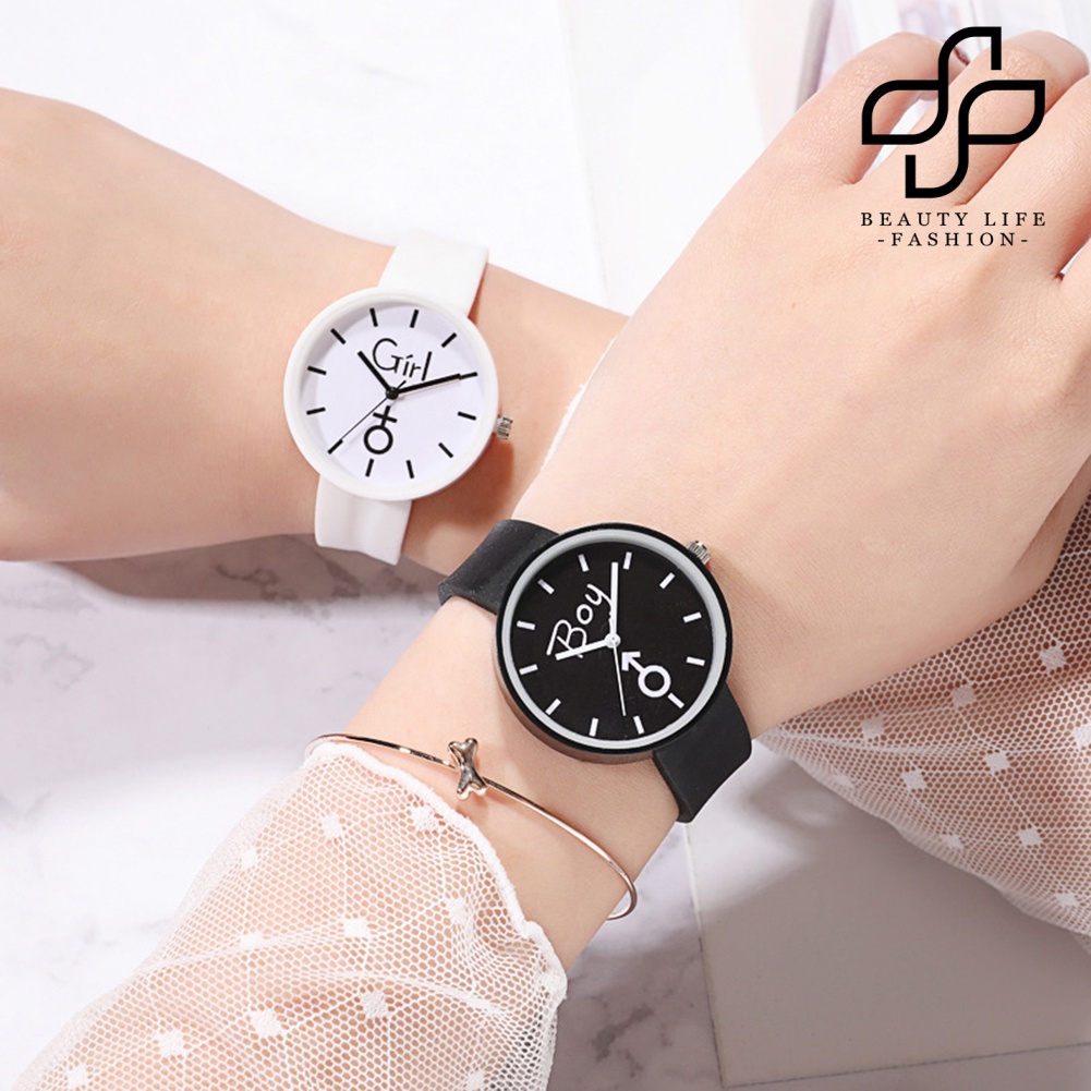 BEA™ Fashion Girl Round Dial Silicone Band No Number Quartz Jelly Watch