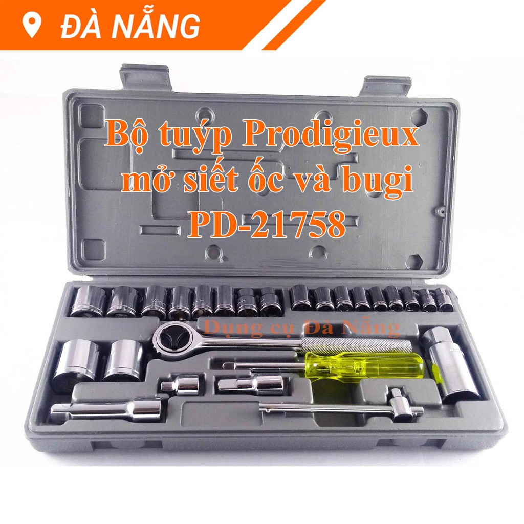 BỘ TUÝP PRODIGIEUX 26 CHI TIẾT MỞ SIẾT ỐC VÀ BUGI PD-21758